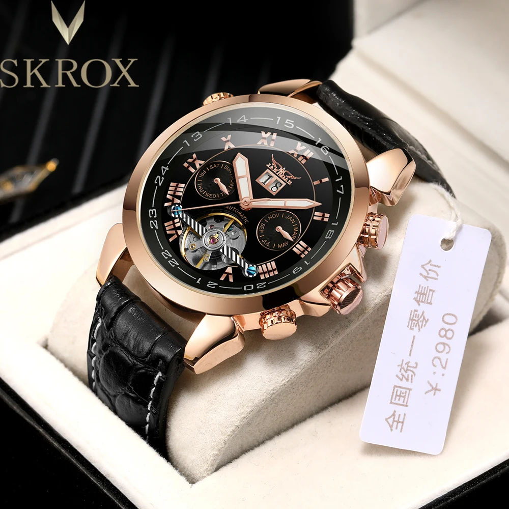 SKROX Tourbillon Automatic Movement Man Knight Watch Mechanical Sports Wrist Watches Original High-End Luxury Field Clockwork