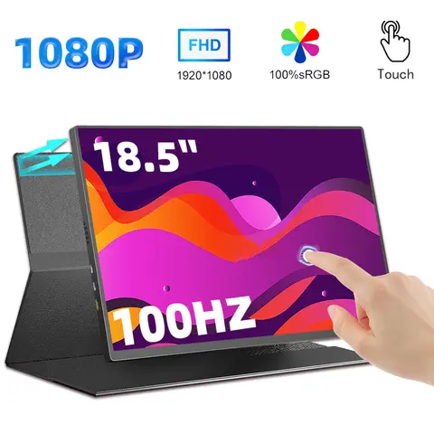 휴대용 모니터 터치 게임 18.5 인치 100% SRGB FHD 100Hz 휴대 전화 노트북 PC XBox PS4/5 스위치 용 외부 디스플레이 화면