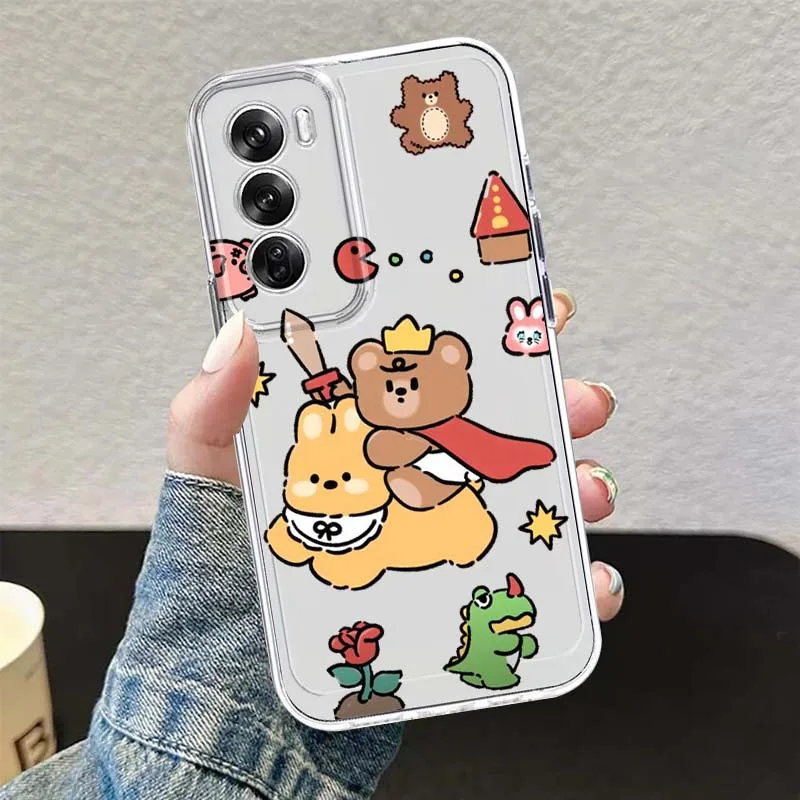 Cat Cute Dog Cartoon For OPPO A11 A16 A55 A56 A57 A72 A52 A73 A74 A54 A76 A78 Find X5 X6 X7 Ultra Pro 5G Transparent Phone Case view 5