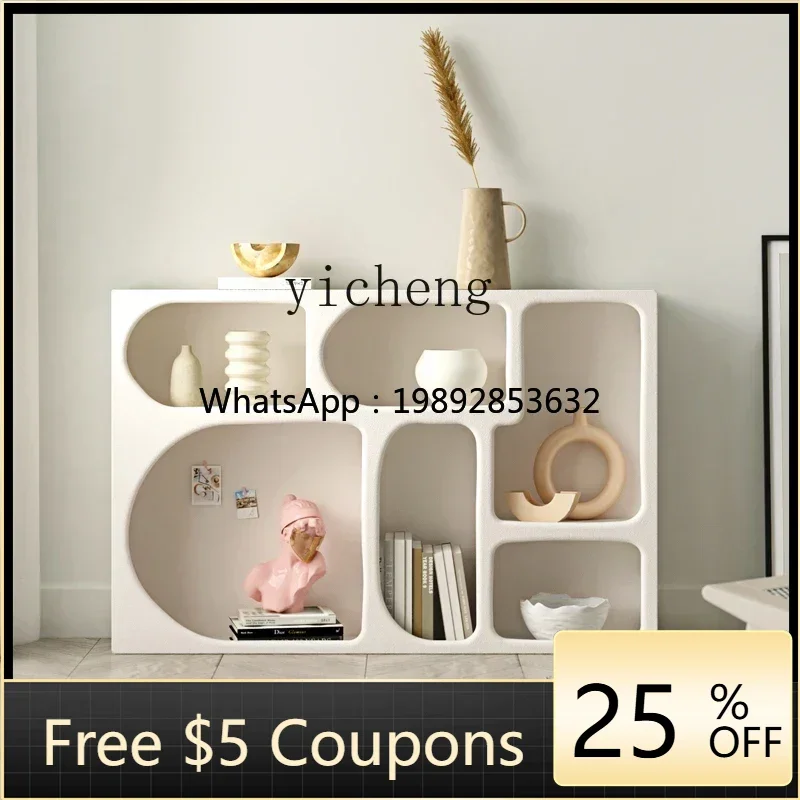 

WW . Living Room Shelf Floor-to-Floor Display Cabinet White Side Cabinet Small Arched Fireplace Cave Cabinet