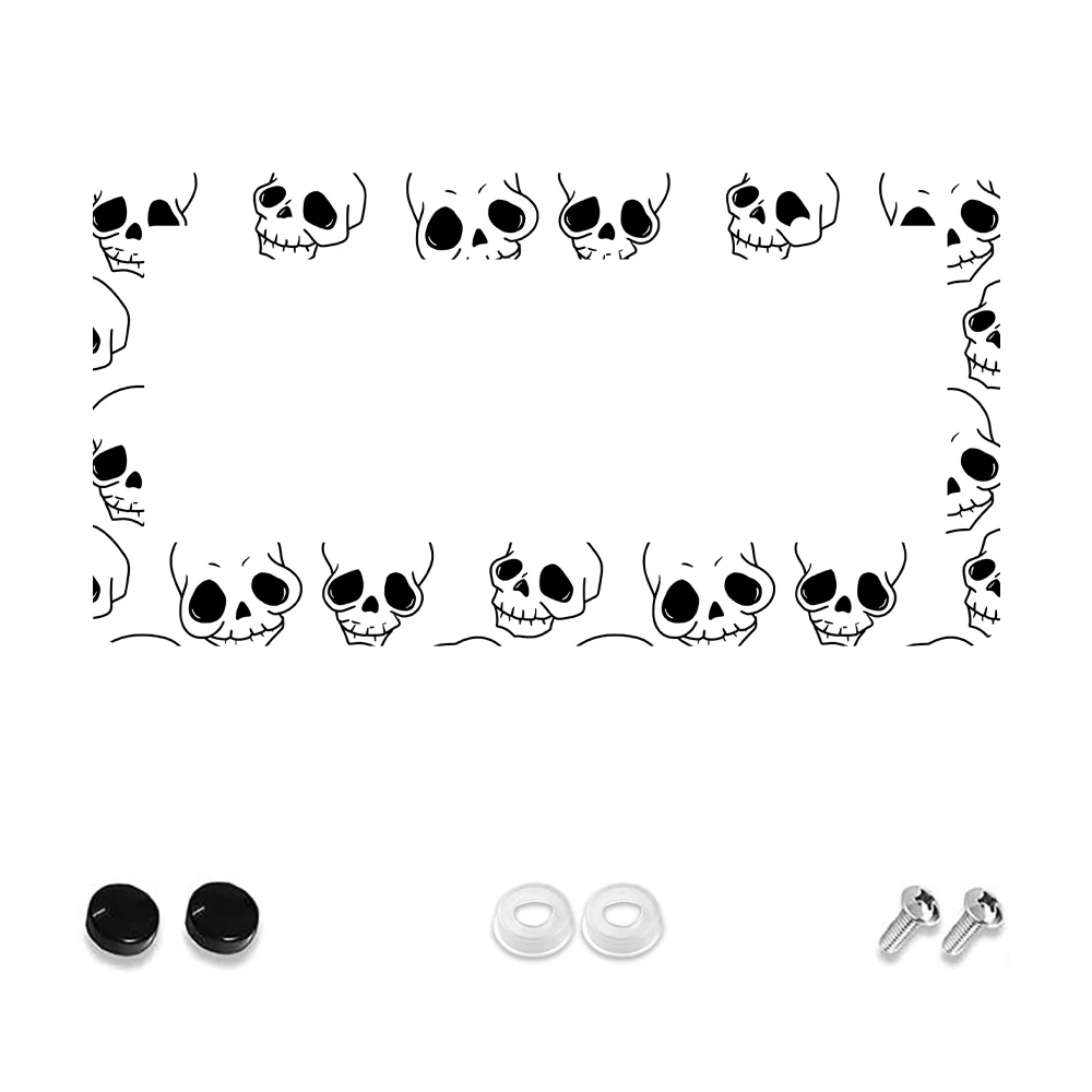 

1 шт. черно-белая рамка номерного знака с 2 отверстиями и рисунком черепа, алюминиевый материал, 6x12 дюймов, с комплектом винтов, новинка в стиле ретро