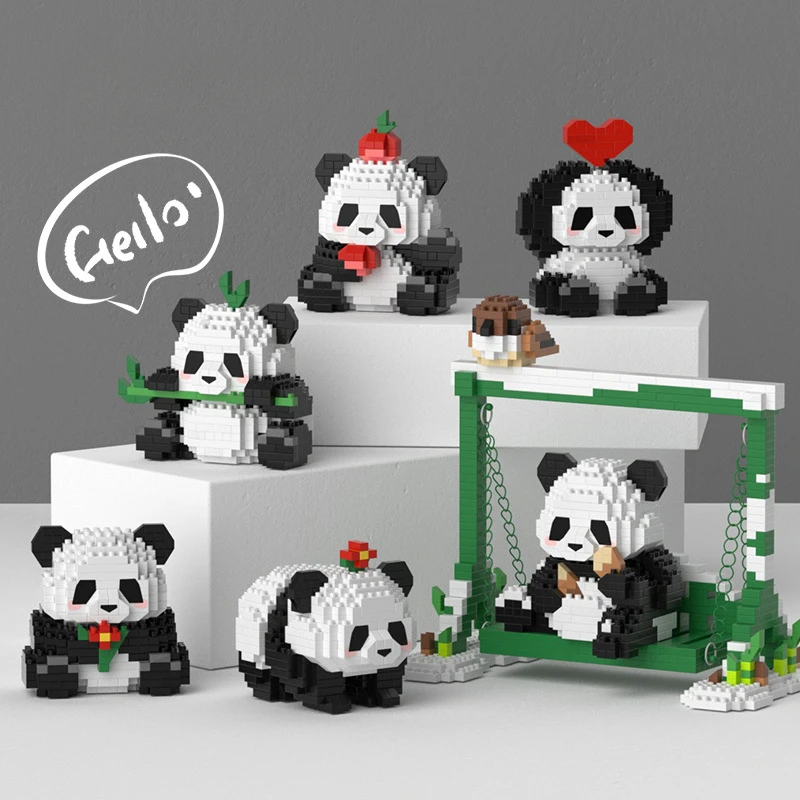 

Mini Panda Model Building Blocks Huahua Animal Bricks Children's Educational figures Construction Ornament Toys for Kids