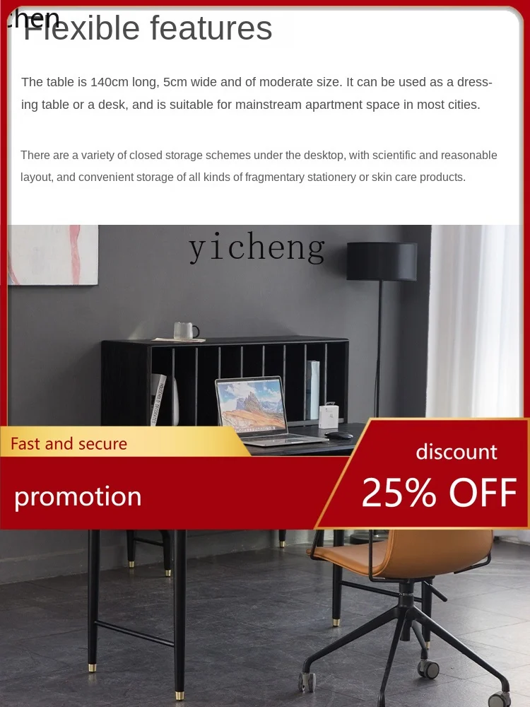 

ZML Small Apartment E10 Desk Antique Style Black Oak Solid Wood Walnut Computer Desk