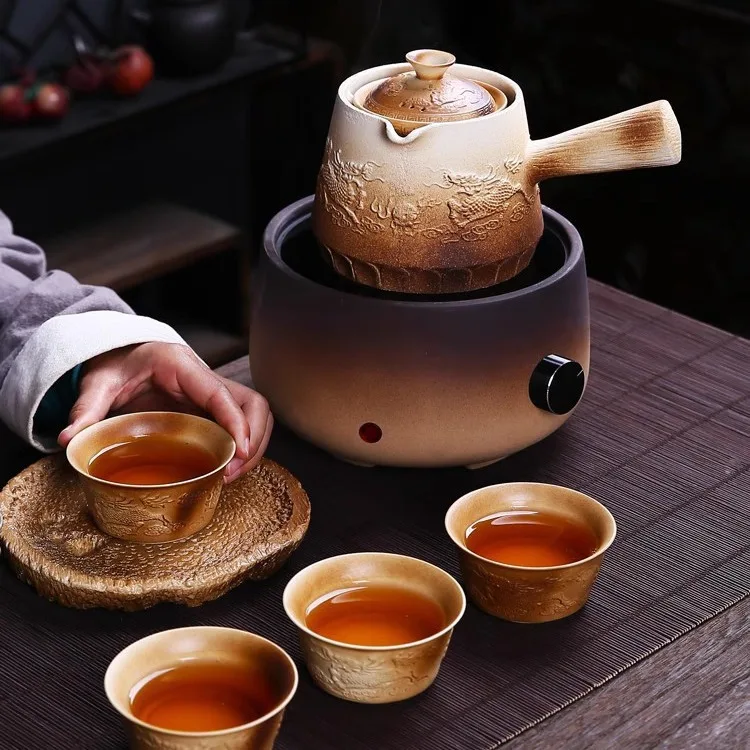 The side of the boiling teapot rough pottery high temperature electric pottery furnace carbon fire protection household