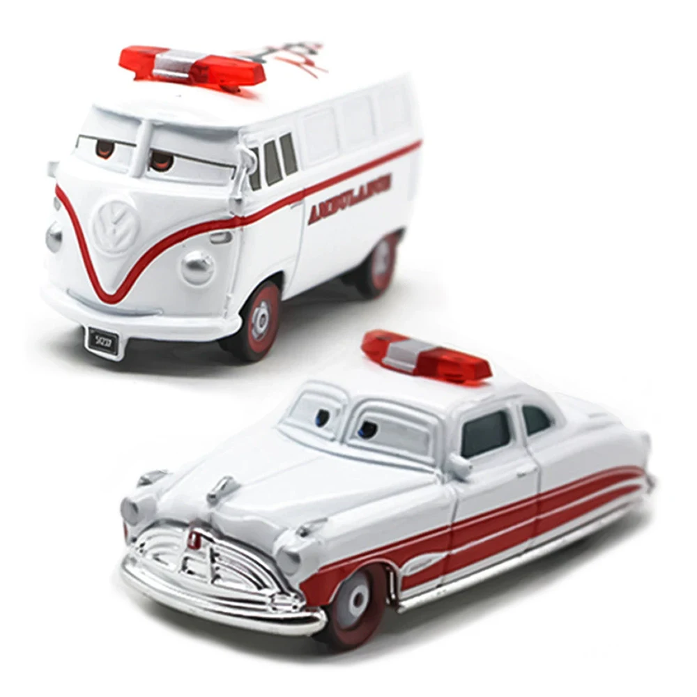 Disney Pixar Cars 2 Cars 3 Lightning McQueen White DocHudson y White Fillmore, coche de juguete de aleación fundida a presión, modelo de coche a escala 1:55, regalo para niños