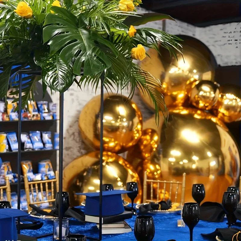 4 Stück goldene Disco-Ballons (10-32'). Wiederverwendbare 4D-Folienkugel mit selbstverschließendem Verschluss. Dekoration für Geburtstage, Weihnachten, Hochzeiten, Partys. – Detail 5