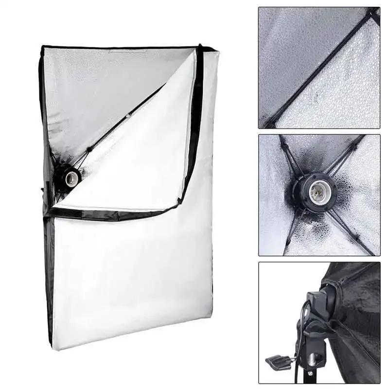 50x70cm Softbox E27 Socket for LED Fluorescent Light Bulb Continuous Lighting System Photographic Shooting Studio Stream Live