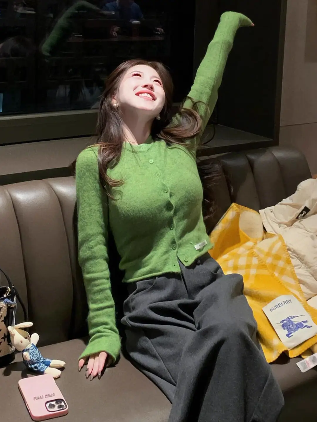 

Korean Sle een Long Sve Knitted Cardigan Women's Autumn Winter ort Inner irt Unique Beautiful Sweater Base Layer