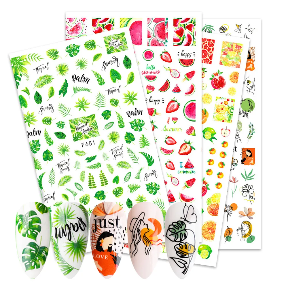 Spring Fruit Leaves 3D Nail Art Decals Beach Shell Nail Art Jewelry Stickers Decals DIY Nail Art Stickers Nail Art Supplies