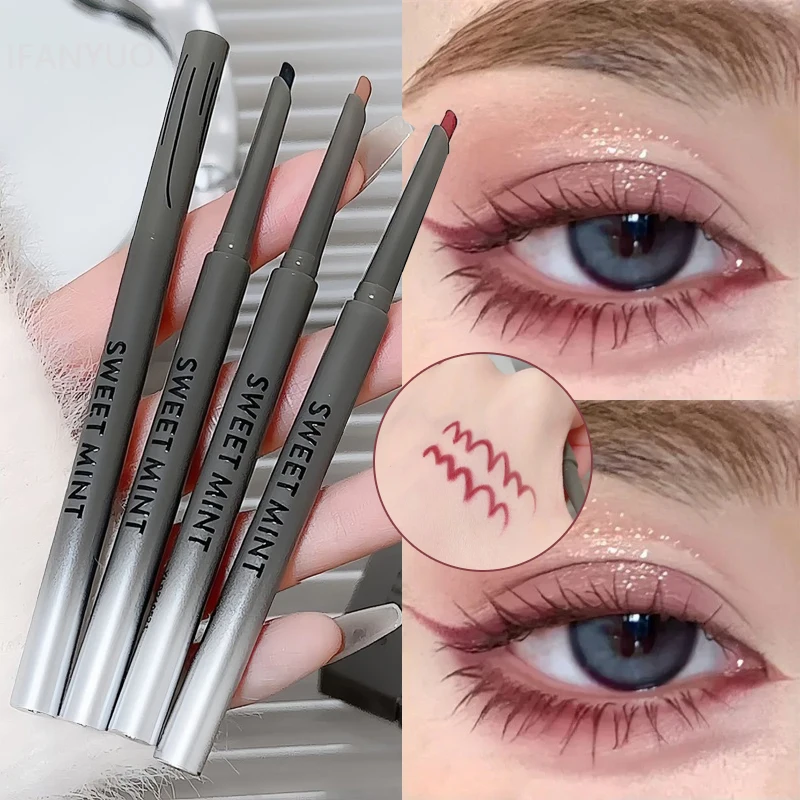 Seidig glatter Eyeliner-Stift, natürlich, matt, sexy Weinrot, langlebiger Eyeliner, liegender Seidenraupe, einfach zu färbende, wasserfeste Augenkosmetik