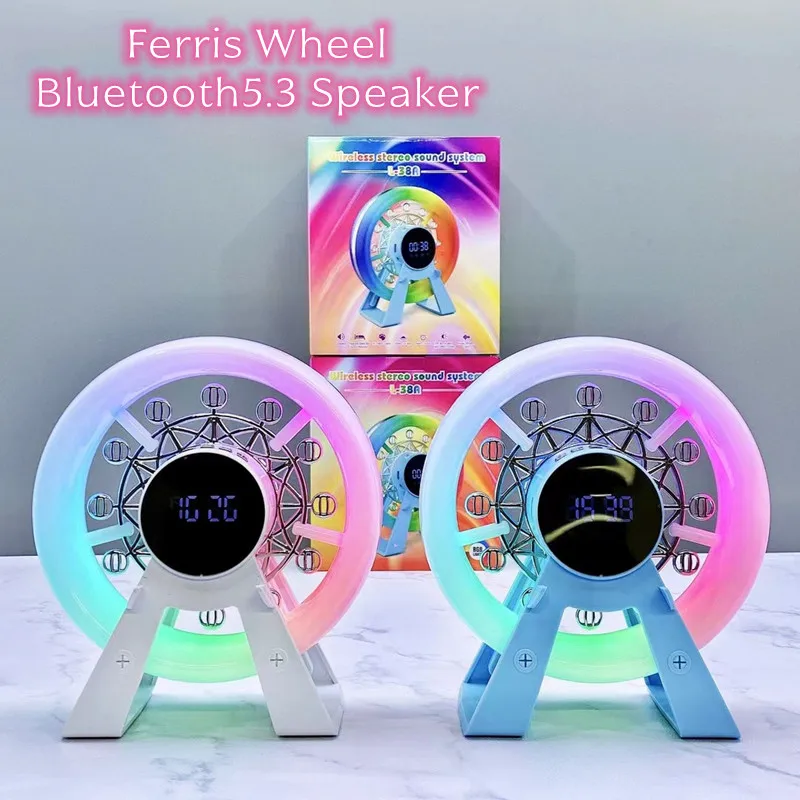 

Fashion Ferris Wheel Bluetooth 5.3 Speaker RGB Colorful Light SoundBar Handfree Call MP3 Music Player with Alarm Clock FM Radios