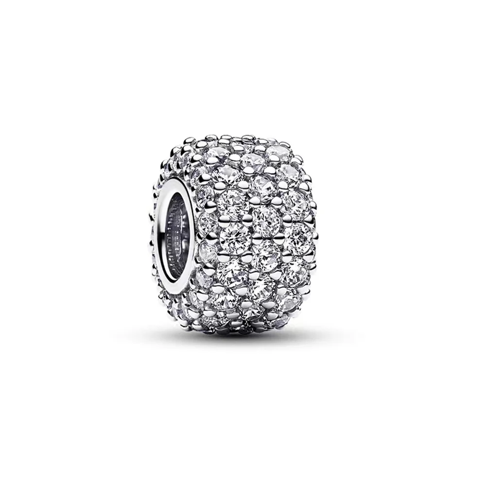 Sparkling 925 Sterling Silver Round Beads Full Diamond Charms Fit Original Bracelets Beads Women Necklace Fine Jewelry DIY Gifts image 3