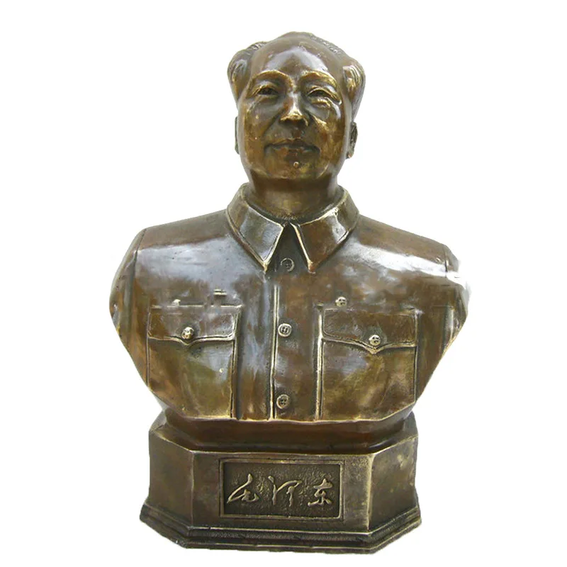 Sculpture of , 21cm in size, made of pure copper, half-length statue of Chairman Mao, decorative piece