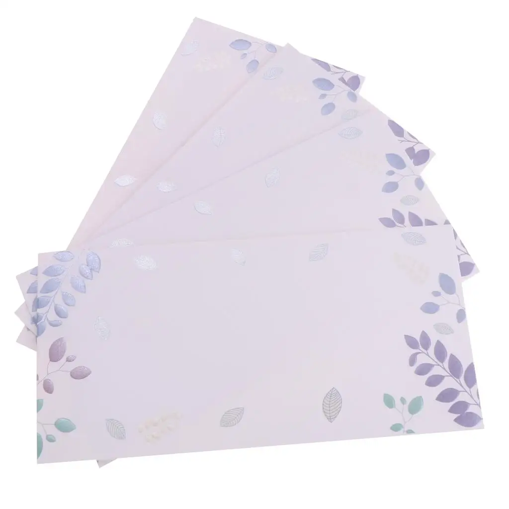4 Pieces Embossed Flower Pattern Pearl Color Envelope Greeting Card Invitation Gift Envelopes