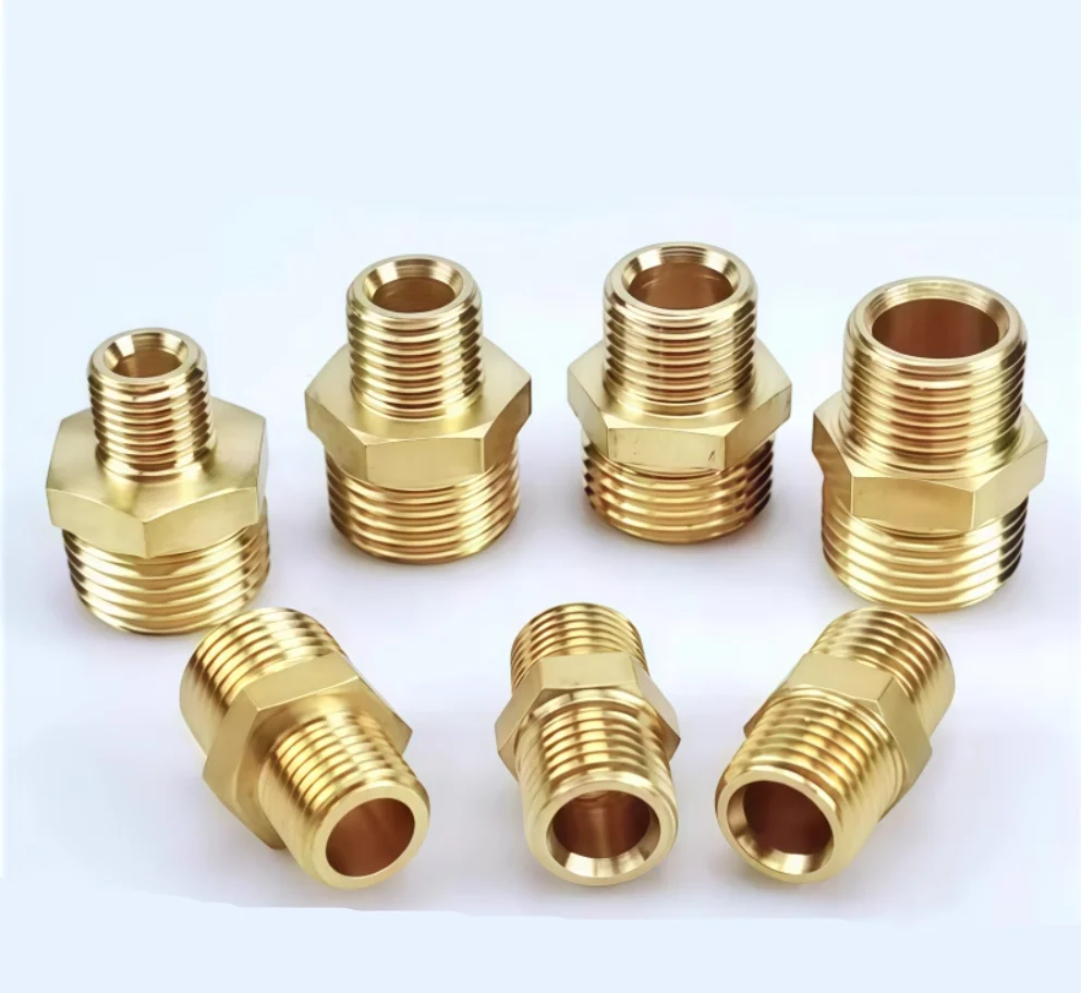 1/8'' 1/4'' 3/8'' 1/2'' 수컷-수컷 BSP 나사형 황동 육각 니플 리듀서 파이프 피팅 어댑터 커넥터