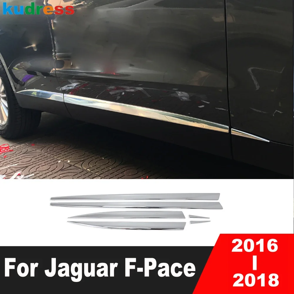 For Jaguar F-Pace 2016 2017 2018 Chrome Car Side Door Body Trim Door Panel Streamer Molding Garnish Strips Exterior Accessories