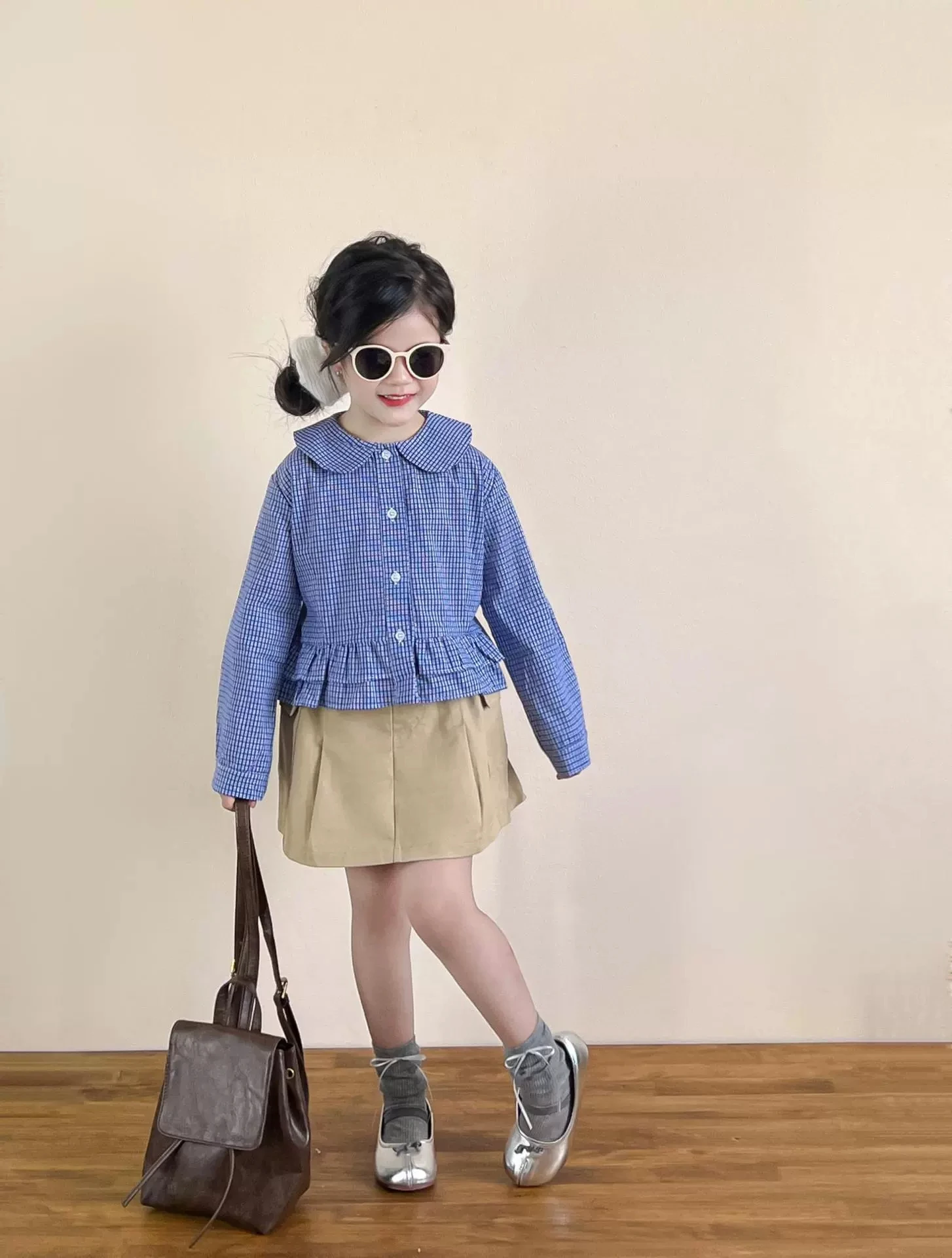 Girls Clothing Long Sleeved Shirt Autumn New Children Stylish Checkered Versatile Shirt Spring and Autumn Top Trend