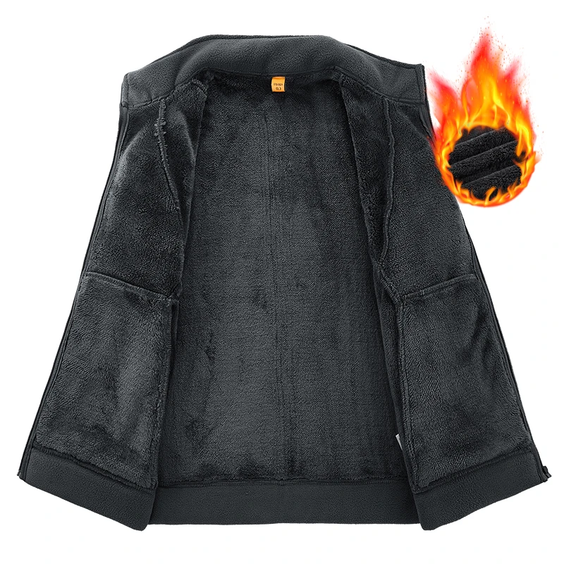 سترة صوف للرجال معطف سميك دافئ للخريف والشتاء بلون سادة سترة قطبية غير رسمية للرجال سترة واقية خارجية ملابس رياضية خارجية