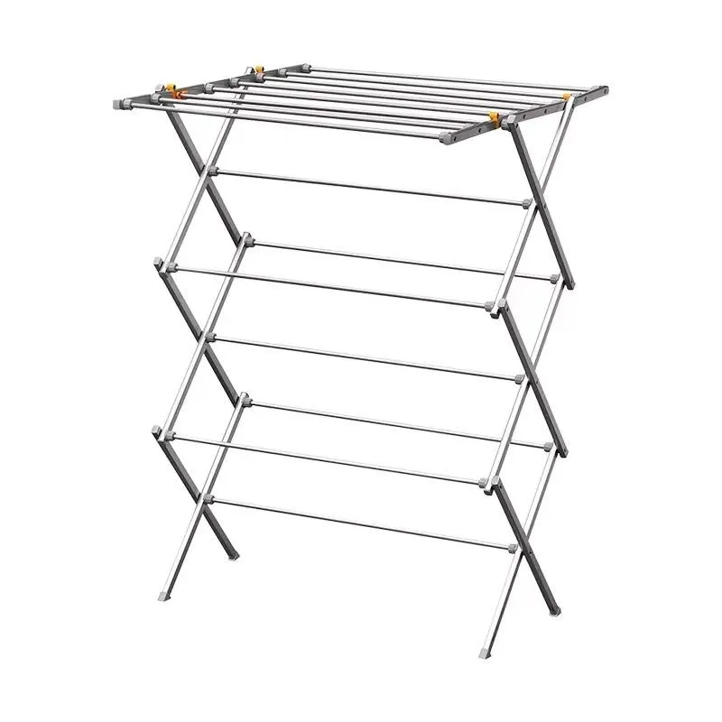3 Layer Floor to Ceiling Steel Towel Drying Rack Foldable Design for Bathroom Corridor Household Storage Clothes Fabric