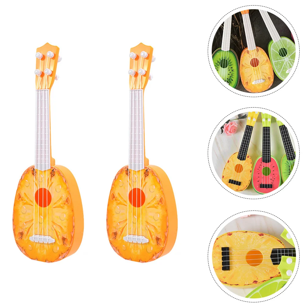 

2 Pcs Kids Guitar Toy Fruit Infant Toys Early Musical Learning Ukulele for Toddler Yellow Baby