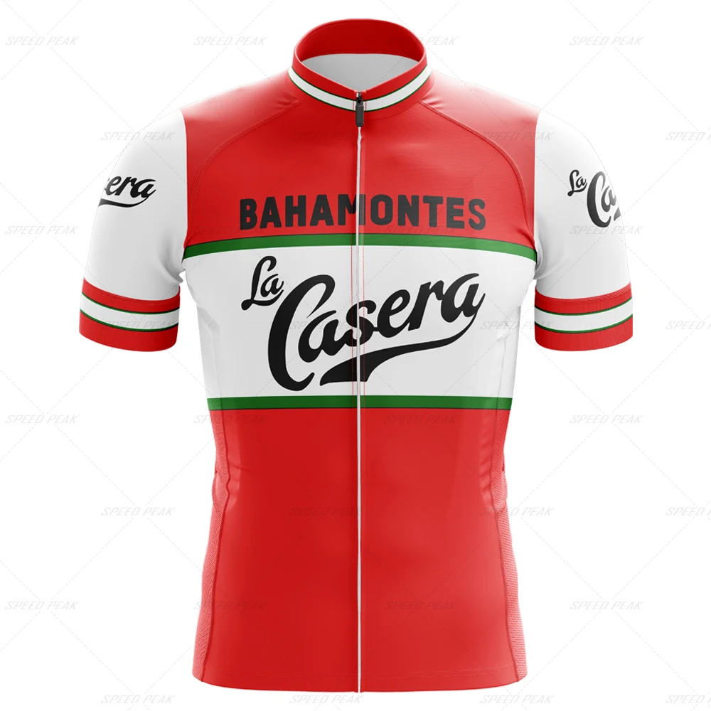 Casera Cycling Jersey Men Set Retro Short Sleeve Bike Clothing Bicycle Red Clothing Summer Sportswear Bib Shorts Triathlon