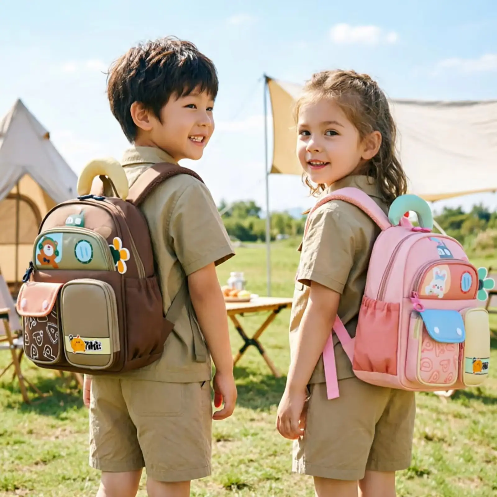 Ergonomic Lightweight Toddler Backpack Cartoon Rabbit Multi Pocket Kindergarten School Bag for Boys Girls Outdoor Travel