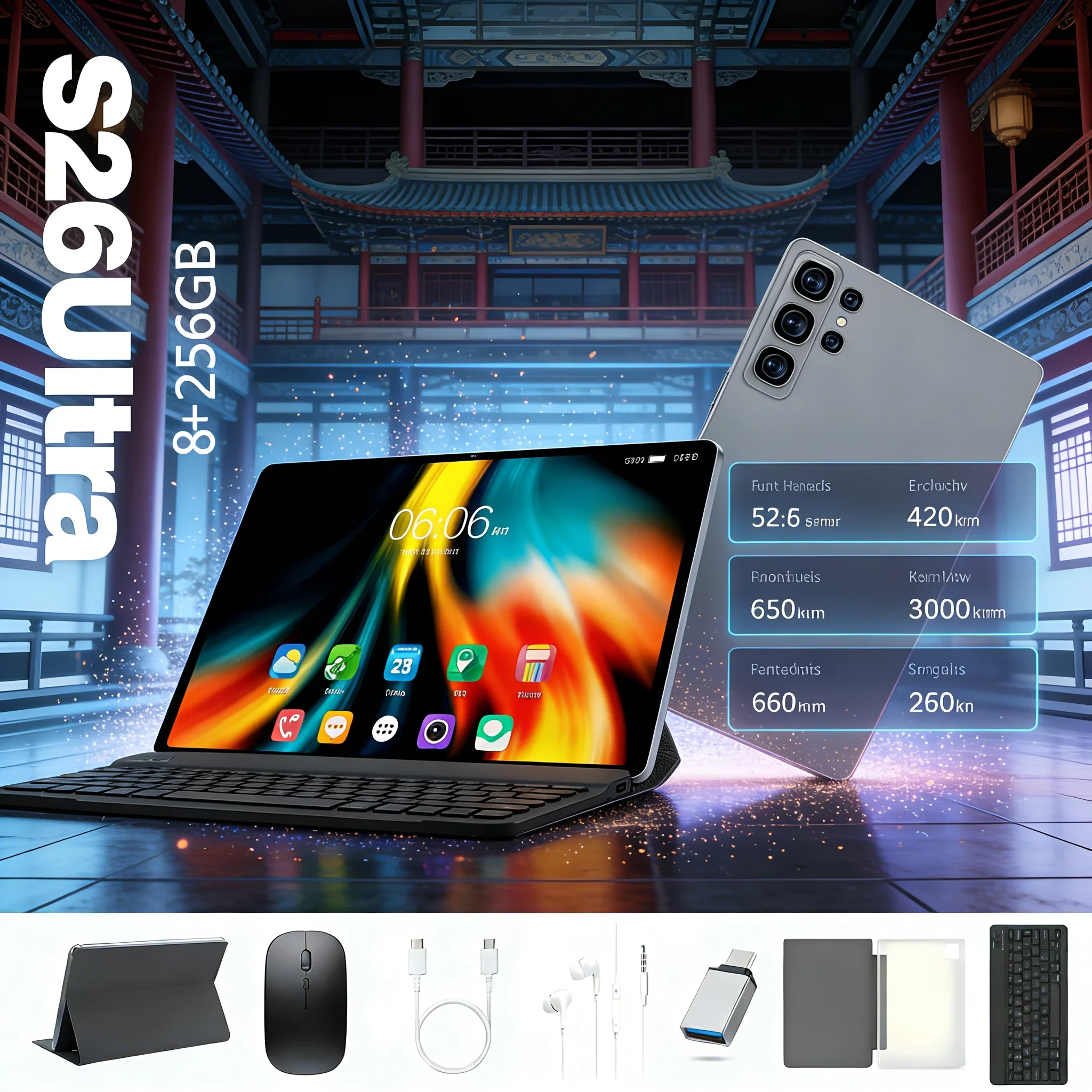 S26 Ultra Student Tablet Android 15 8+256GB Large Memory Learning Entertainment Pad