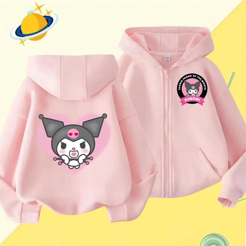 Kuromi Zipper Hoodies Girls Cinnamoroll Sweatshirt Autumn And Winter Long Sleeve Harajuku Pullovers Series Stich Casual Hooded