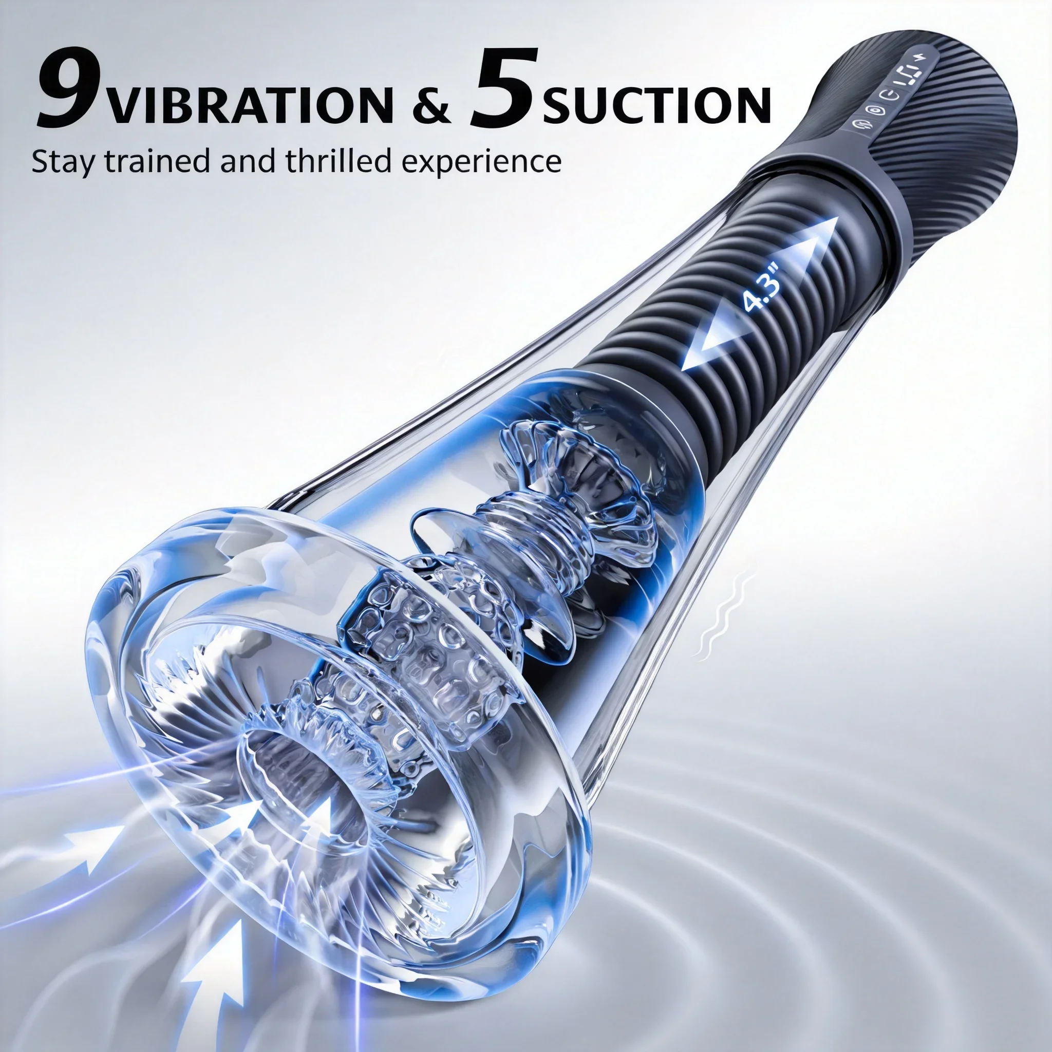 Male Masturbator Penis Pump Transparent Visual Male Sex Toys for Men APP Control Vibrating and Suction with 2 Replaceable Sleeves Silicone Adult Sex Toys for Men Solo Play Romance Fun