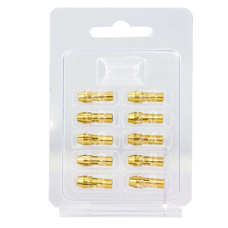 XCAN-Mini Portabrocas de taladro, adaptador de mandril de latón con vástago de 10 piezas, 0,5-3,2mm, 4,3/4,8mm, accesorio para herramienta rotativa