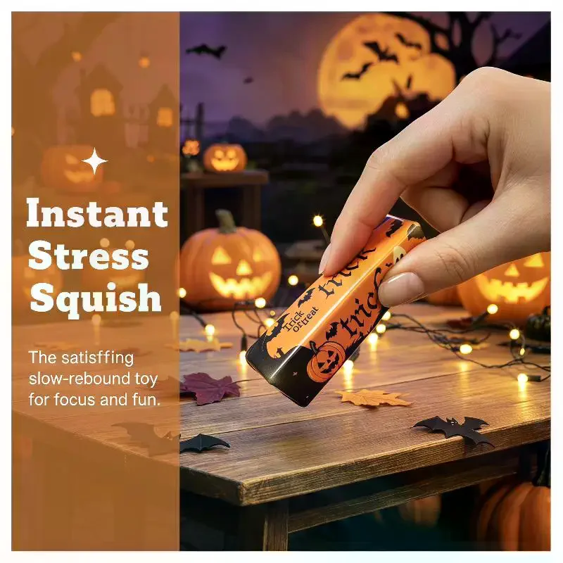 Halloween Slow Rising Decompression Toy Soft Stress Relief Pumpkin Ghost Bat Prints for Family Party Games