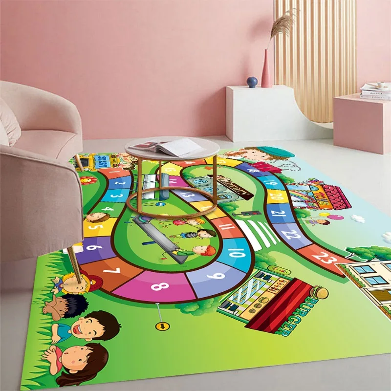 Train Digital Carpet Fashion Bohemian Bedroom Home Decoration Outdoor Luxury Children Map Crawling Pad Bedroom Anti Slip Carpet