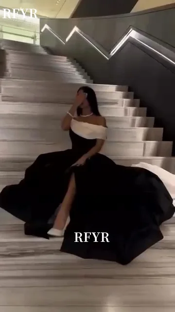 RFYR A Line Evening Dress Two Colors Prom Dress Formal Celebrity Gala Dress for Women Side Slit فساتين مناسبة رس Customized