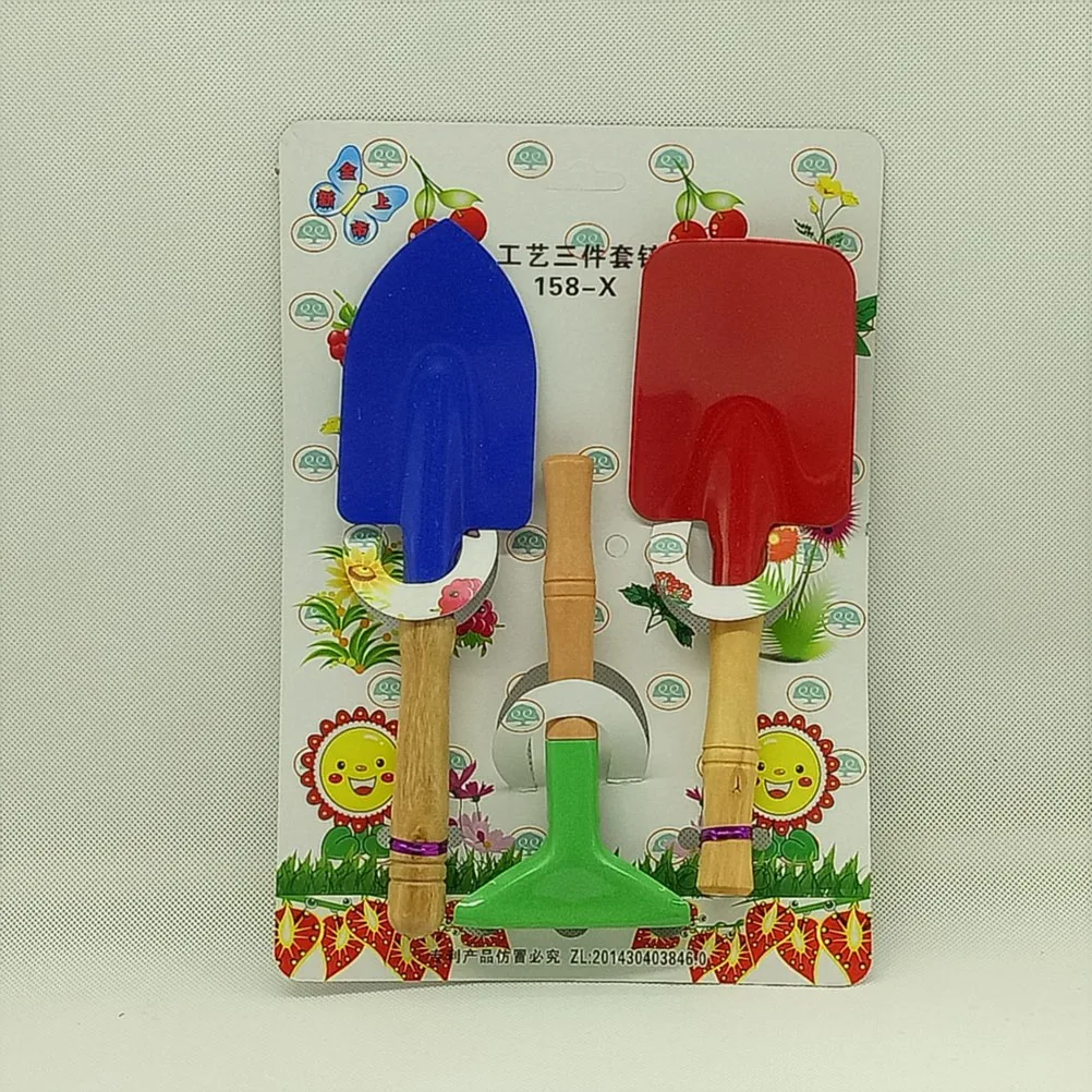 

3 Pcs Garden Tool Set Sturdy Tools for Kids Iron Right Size Toy Bamboo Gardening Beach