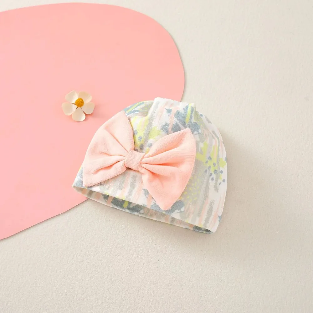 

Теплые муслиновые шапки без костей с принтом, хлопковая детская шапка с изображением медведя, мягкие шапки для новорожденных 0-3 месяцев, больничные шапки