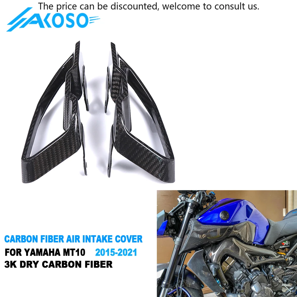 

AKOSO Dry Carbon Fiber Motorcycle Front Air Intakes Cover For Yamaha MT10 FZ10 2016-2021 2018 2019