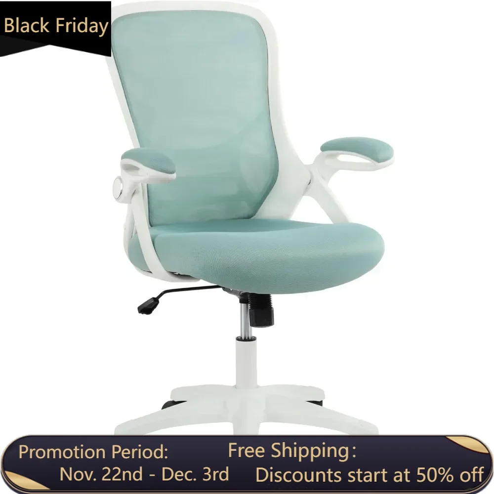 Adjustable Height Office Chair Flip-up Arms Armchair Ergonomic Mesh Swivel Computer Task Chair Comfortable for Home and Office