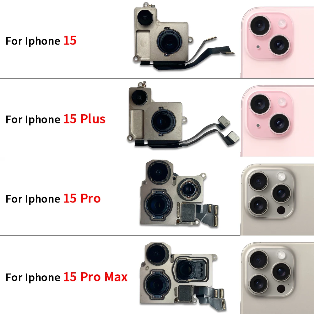 NEW Back Big Main Camera Module And Front Small Camera Module Flex Cable For IPhone 15 / 15 Plus / 15 Pro / 15 Pro Max