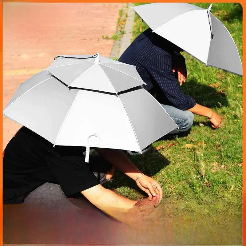 

Уличный зонт-шляпа с двойным слоем, большой размер, водонепроницаемый, складной, для защиты от солнца и дождя