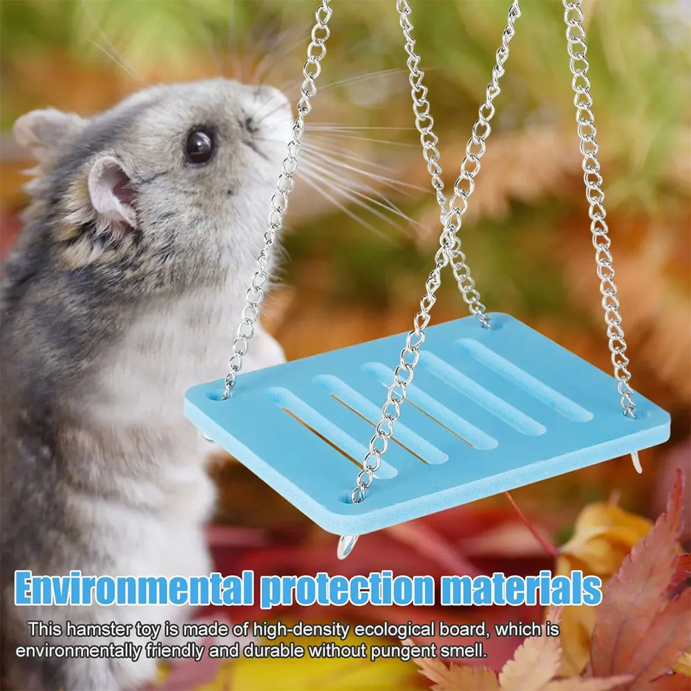 3Pcs Hamster Play Toy Blue Seesaw Ladder Parrot Small Swing Hanging Chain Easy Assembly Hamster Toy Set Hamster Cage Accessories