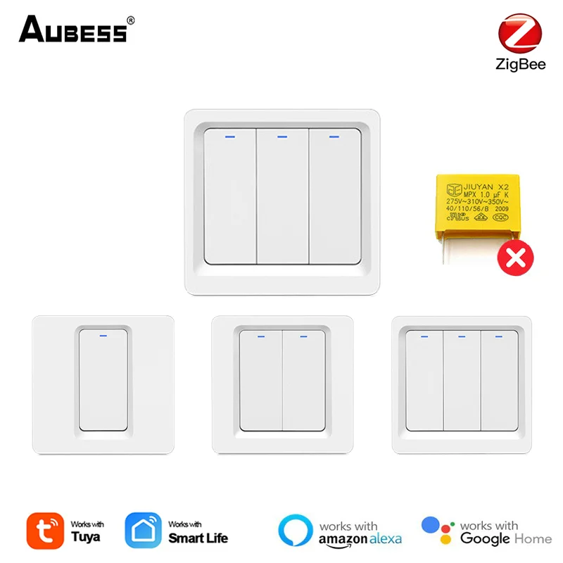 

Умный выключатель Zigbee Tuya, 100-240 В, без нейтрального провода/конденсатора