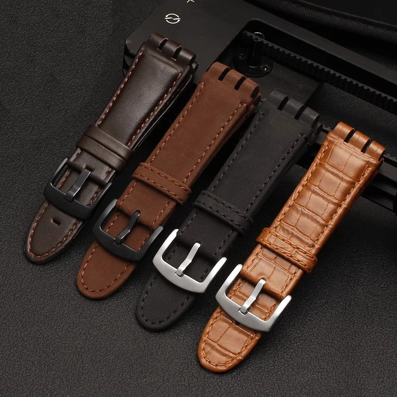 New Style Watch Band Genuine Leather For  Swatch IRONY YOS440 449 448 401G  Large Size Series Bracelet Strap Men 23mm