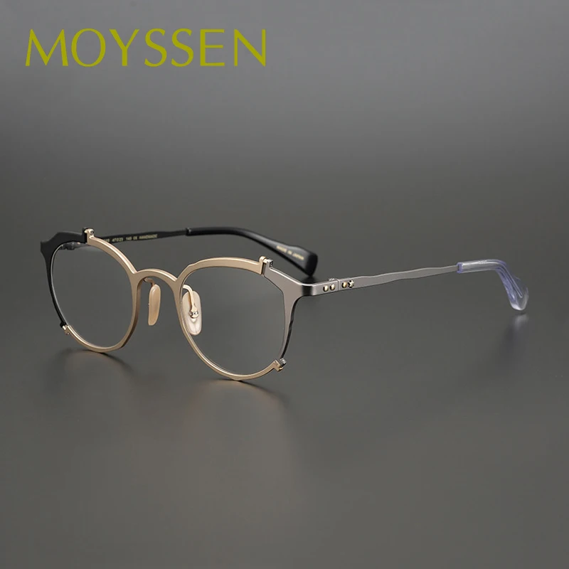 2022 Japan Luxury Brand Designer Patchwork Irregular Titanium Frame Glasses Vintage Individual Literary Round Optical Eyeglasses