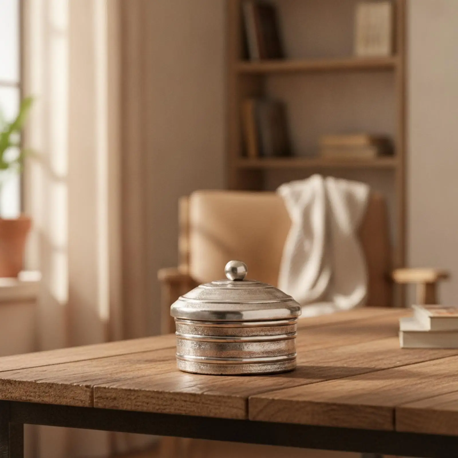 Storage Jar with Lid Hammered Jewelry Jar Striped Jewelry Box with Lid for Vanity, Dresser, Bedside Table