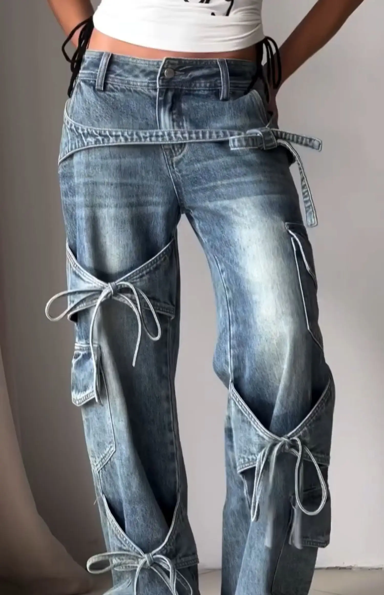 

Women's Blue Y2k Boyfriend Jeans Japanese 2000s Style Mom Jean Pants 90s Vintage Harajuku Baggy Denim Trousers Oversize Clothes