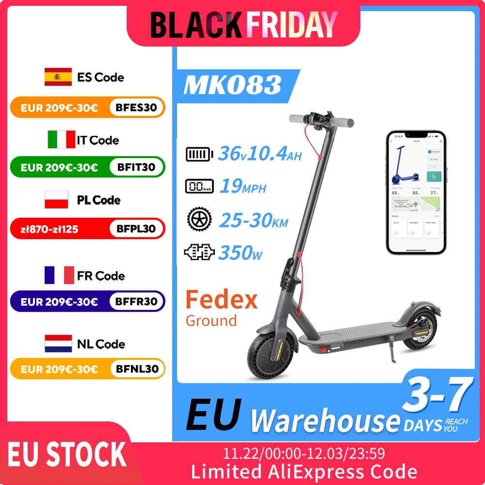 36V E-Scooter With APP Control 8.5'' Solid Tires Electric Scooter 350W Adults Folding Lightweight Eelectric Scooter