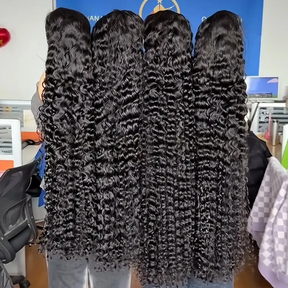 Perucas de Cabelo Humano com Renda Frontal 13x6 Jerry Curly Wave HD de 40 a 42 Polegadas, 13x4 Curly Wave, Densidade 250 para Mulheres