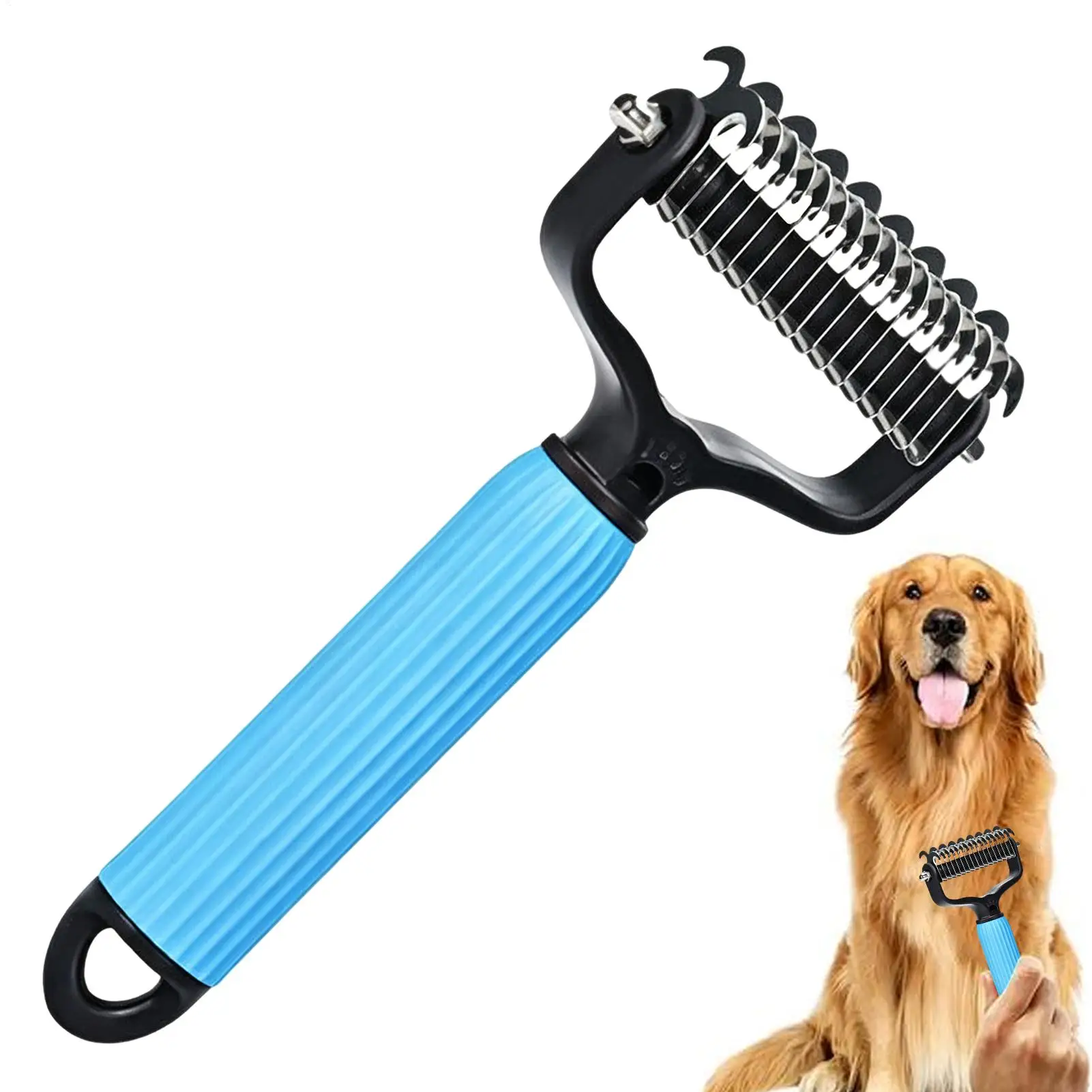 Pet Hair Comb Dog Hair Tangles & IKnots Removal Comb Double-sided Pet Hair Remover Stainless Steel Cat Hair Knot Cleaning Brush