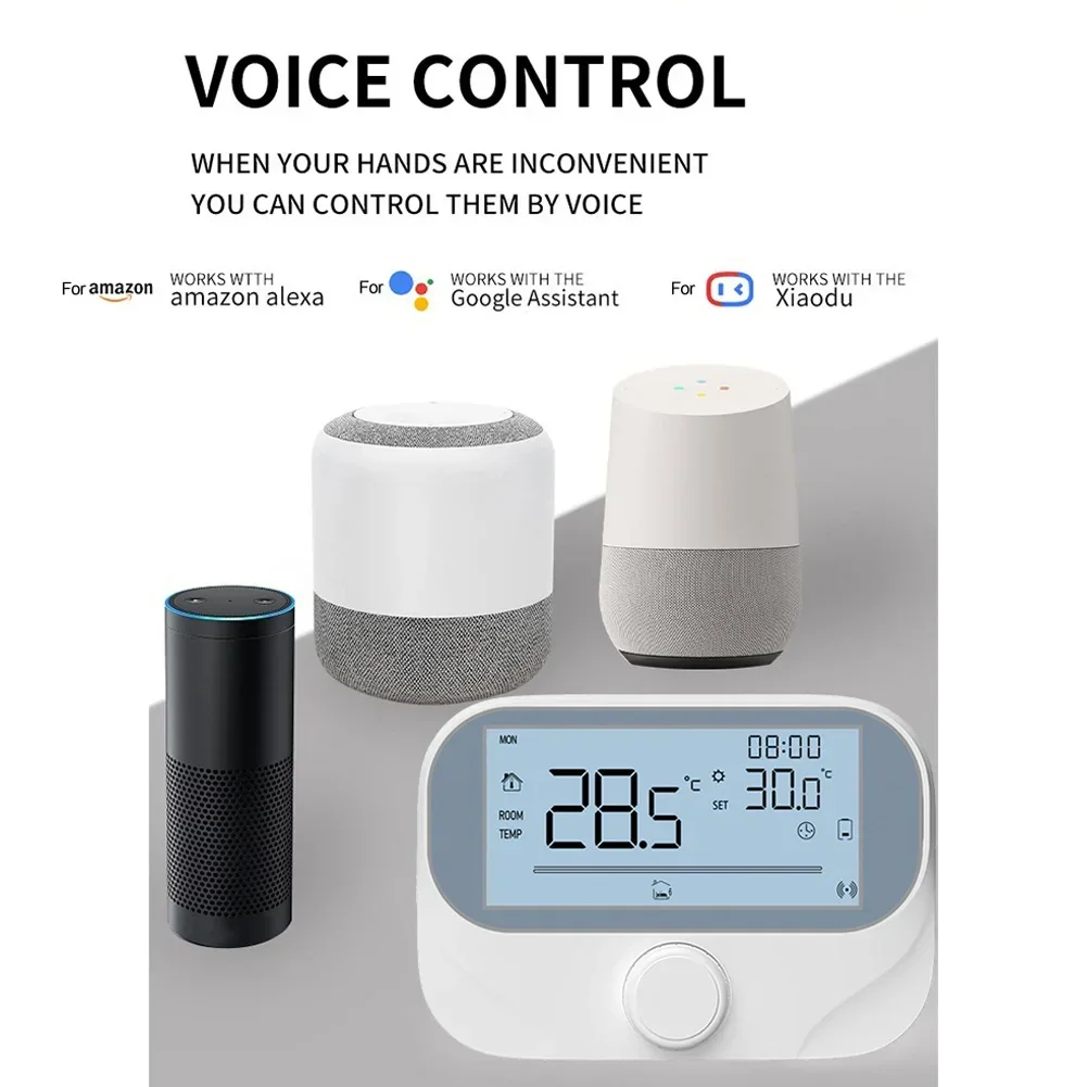 

Wireless RF Boiler Thermostat Compatible with For Tuya Smart Programmable Schedule and Rotary Temperature Knob