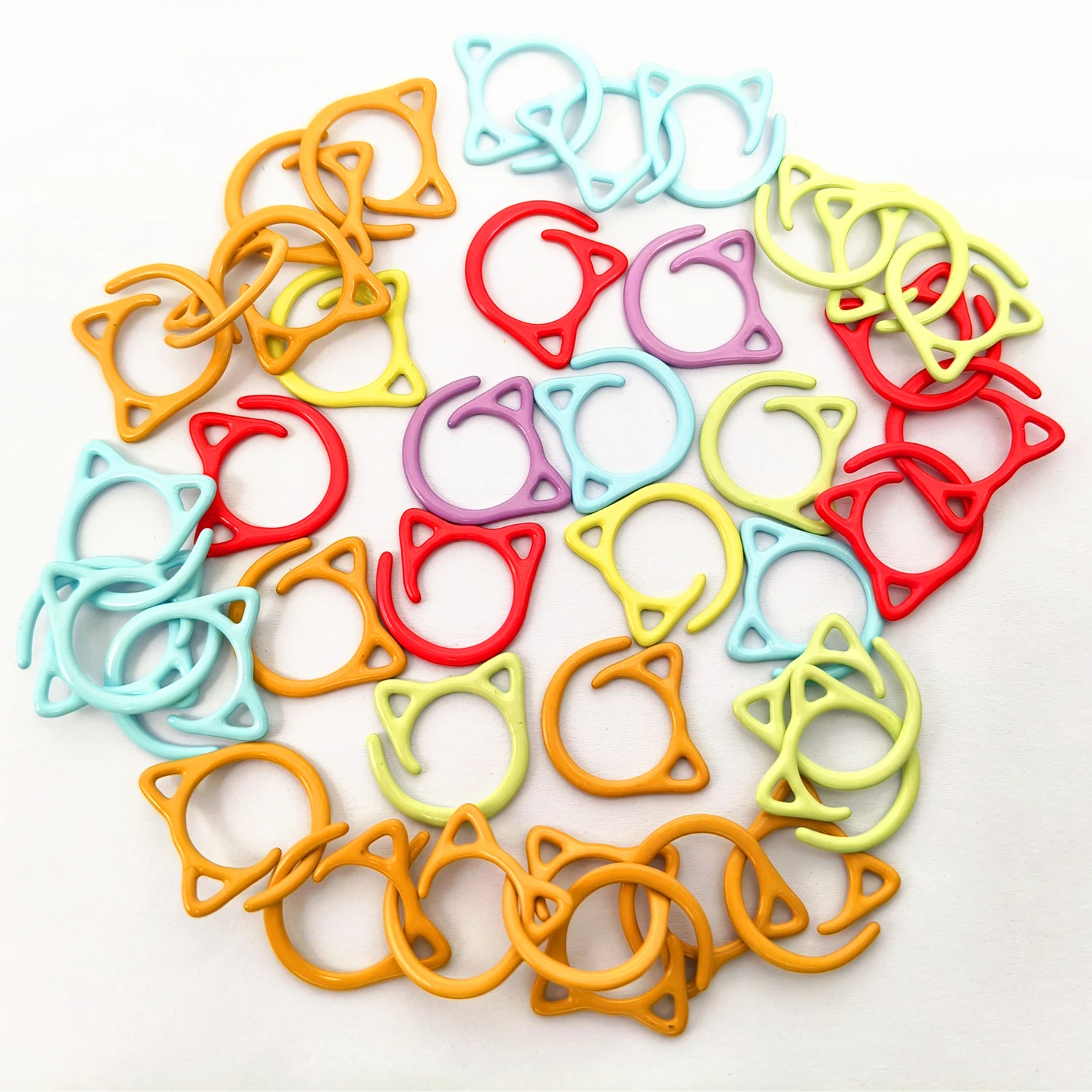 24/36/60PCS Colorful Cat Shaped opening spiral baked paint metal dyeing knitting stitch marker DIY sewing crochet accessory